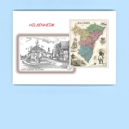 Cartes Postales impression Noir avec dpartement sur la ville de HILSENHEIM Titre : place de la mairie