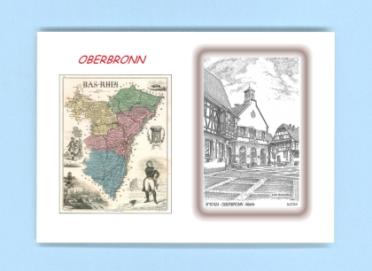 Cartes Postales impression Noir avec dpartement sur la ville de OBERBRONN Titre : mairie