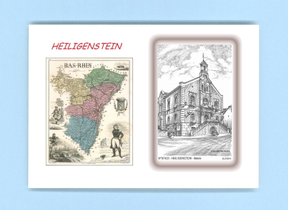 Cartes Postales impression Noir avec dpartement sur la ville de HEILIGENSTEIN Titre : mairie