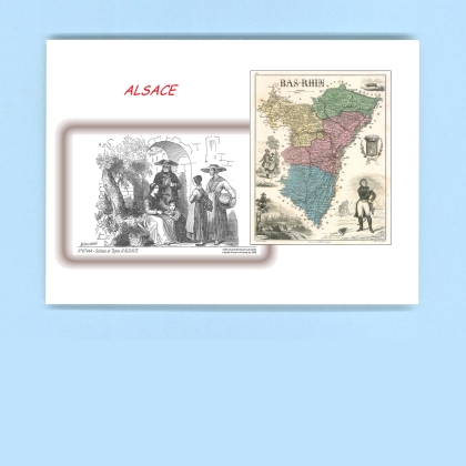 Cartes Postales impression Noir avec dpartement sur la ville de ALSACE Titre : scenes et types d alsace
