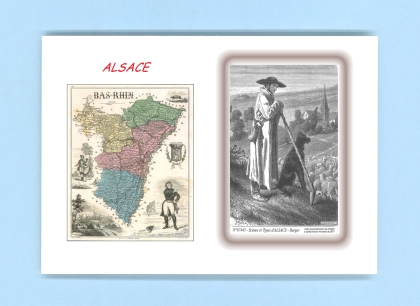 Cartes Postales impression Noir avec dpartement sur la ville de ALSACE Titre : scenes et types alsace, berger