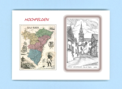 Cartes Postales impression Noir avec dpartement sur la ville de HOCHFELDEN Titre : rue de l eglise