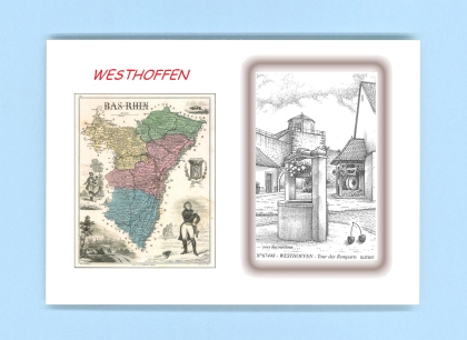 Cartes Postales impression Noir avec dpartement sur la ville de WESTHOFFEN Titre : tour des remparts