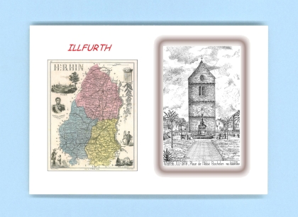 Cartes Postales impression Noir avec dpartement sur la ville de ILLFURTH Titre : place de l abbe bochelen