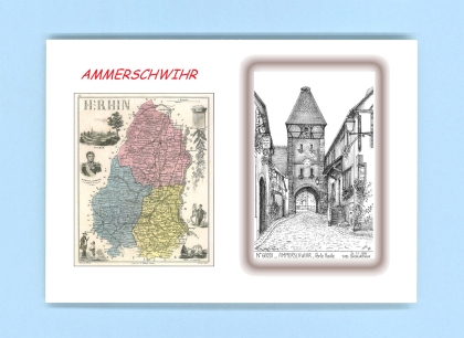 Cartes Postales impression Noir avec dpartement sur la ville de AMMERSCHWIHR Titre : porte haute