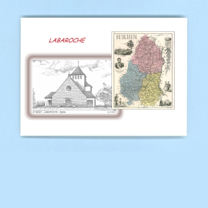 Cartes Postales impression Noir avec dpartement sur la ville de LABAROCHE Titre : eglise