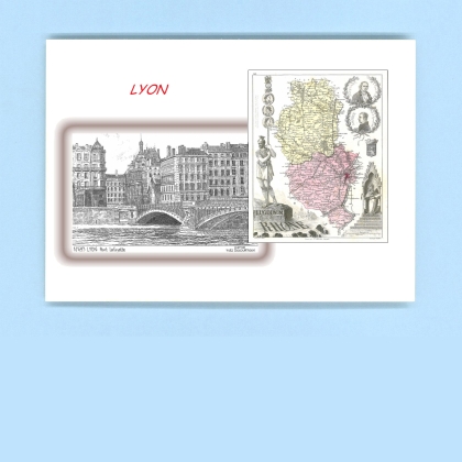 Cartes Postales impression Noir avec dpartement sur la ville de LYON Titre : pont lafayette