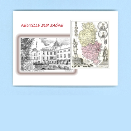 Cartes Postales impression Noir avec dpartement sur la ville de NEUVILLE SUR SAONE Titre : hotel de ville
