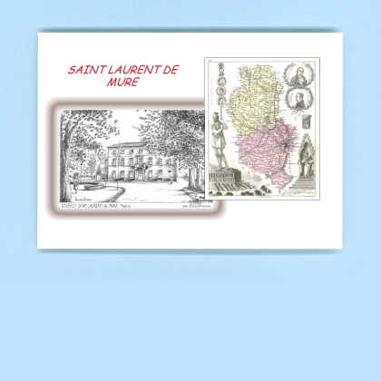 Cartes Postales impression Noir avec dpartement sur la ville de ST LAURENT DE MURE Titre : mairie