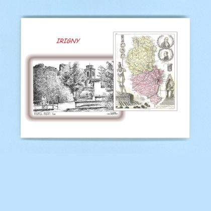 Cartes Postales impression Noir avec dpartement sur la ville de IRIGNY Titre : vue