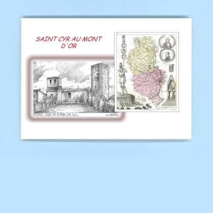 Cartes Postales impression Noir avec dpartement sur la ville de ST CYR AU MONT D OR Titre : tours