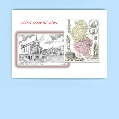 Cartes Postales impression Noir avec dpartement sur la ville de ST IGNY DE VERS Titre : place