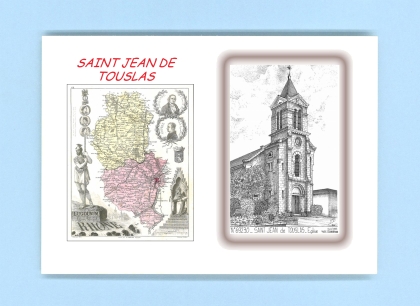 Cartes Postales impression Noir avec dpartement sur la ville de ST JEAN DE TOUSLAS Titre : eglise