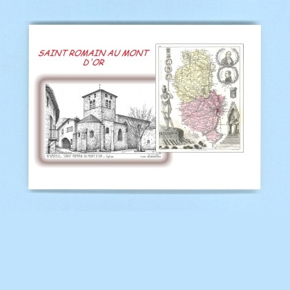 Cartes Postales impression Noir avec dpartement sur la ville de ST ROMAIN AU MONT D OR Titre : eglise