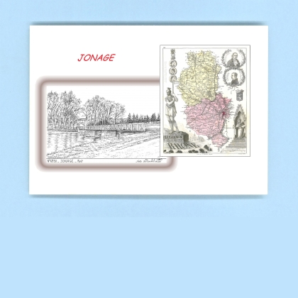 Cartes Postales impression Noir avec dpartement sur la ville de JONAGE Titre : pont