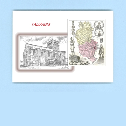 Cartes Postales impression Noir avec dpartement sur la ville de TALUYERS Titre : eglise