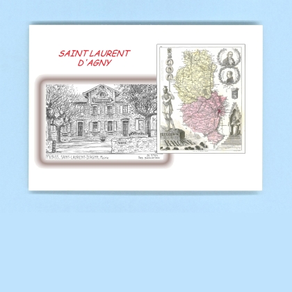 Cartes Postales impression Noir avec dpartement sur la ville de ST LAURENT D AGNY Titre : mairie