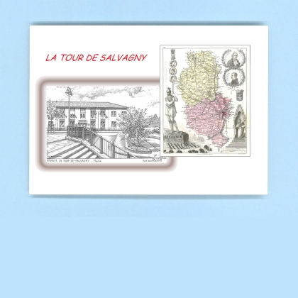 Cartes Postales impression Noir avec dpartement sur la ville de LA TOUR DE SALVAGNY Titre : mairie