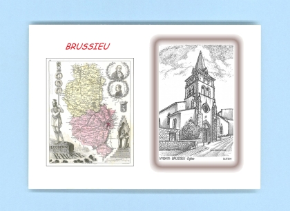 Cartes Postales impression Noir avec dpartement sur la ville de BRUSSIEU Titre : eglise