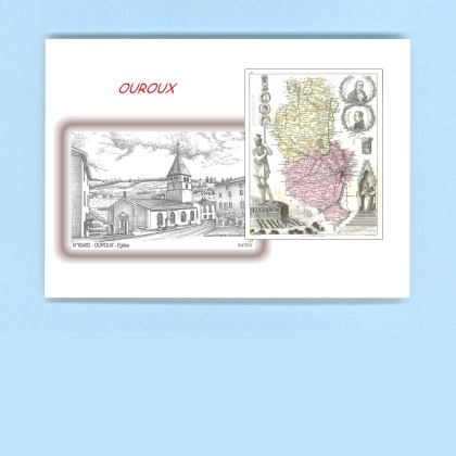 Cartes Postales impression Noir avec dpartement sur la ville de OUROUX Titre : eglise