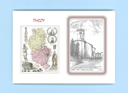 Cartes Postales impression Noir avec dpartement sur la ville de THIZY Titre : chapelle st georges