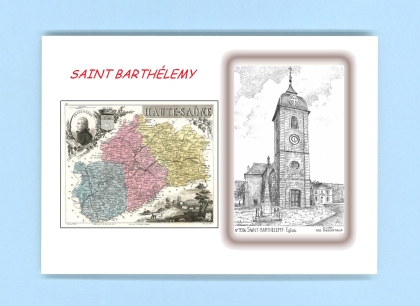 Cartes Postales impression Noir avec dpartement sur la ville de ST BARTHELEMY Titre : eglise