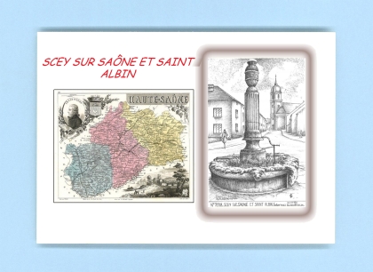 Cartes Postales impression Noir avec dpartement sur la ville de SCEY SUR SAONE ET ST ALBIN Titre : fontaine