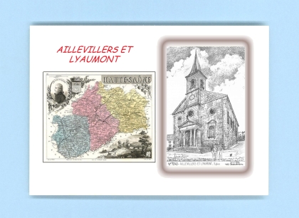 Cartes Postales impression Noir avec dpartement sur la ville de AILLEVILLERS ET LYAUMONT Titre : eglise
