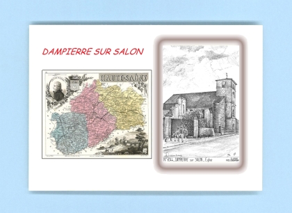 Cartes Postales impression Noir avec dpartement sur la ville de DAMPIERRE SUR SALON Titre : eglise