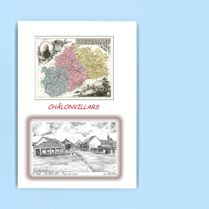 Cartes Postales impression Noir avec dpartement sur la ville de CHALONVILLARS Titre : place du lavoir