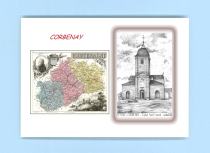 Cartes Postales impression Noir avec dpartement sur la ville de CORBENAY Titre : eglise st laurent
