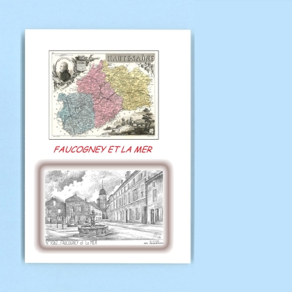 Cartes Postales impression Noir avec dpartement sur la ville de FAUCOGNEY ET LA MER Titre : place fontaine