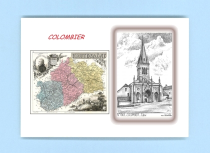 Cartes Postales impression Noir avec dpartement sur la ville de COLOMBIER Titre : eglise