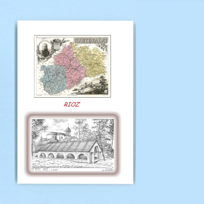Cartes Postales impression Noir avec dpartement sur la ville de RIOZ Titre : lavoir