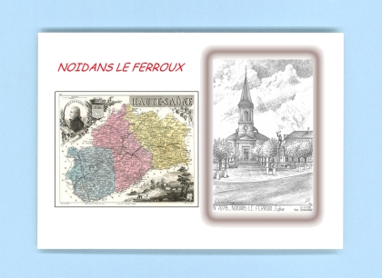 Cartes Postales impression Noir avec dpartement sur la ville de NOIDANS LE FERROUX Titre : eglise