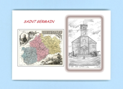 Cartes Postales impression Noir avec dpartement sur la ville de ST GERMAIN Titre : eglise