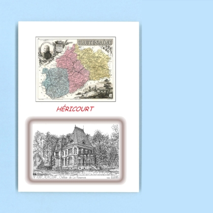 Cartes Postales impression Noir avec dpartement sur la ville de HERICOURT Titre : chateau de la roseraie