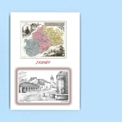 Cartes Postales impression Noir avec dpartement sur la ville de JASNEY Titre : vue