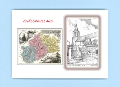 Cartes Postales impression Noir avec dpartement sur la ville de CHALONVILLARS Titre : eglise