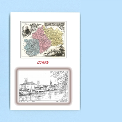 Cartes Postales impression Noir avec dpartement sur la ville de CORRE Titre : port