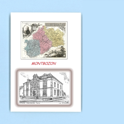 Cartes Postales impression Noir avec dpartement sur la ville de MONTBOZON Titre : mairie