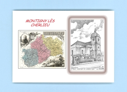Cartes Postales impression Noir avec dpartement sur la ville de MONTIGNY LES CHERLIEU Titre : eglise