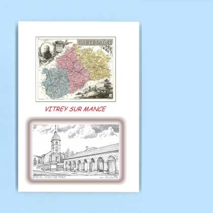 Cartes Postales impression Noir avec dpartement sur la ville de VITREY SUR MANCE Titre : vue