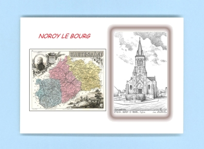 Cartes Postales impression Noir avec dpartement sur la ville de NOROY LE BOURG Titre : eglise