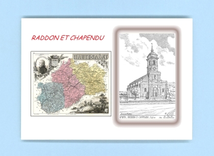 Cartes Postales impression Noir avec dpartement sur la ville de RADDON ET CHAPENDU Titre : eglise