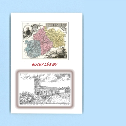 Cartes Postales impression Noir avec dpartement sur la ville de BUCEY LES GY Titre : eglise