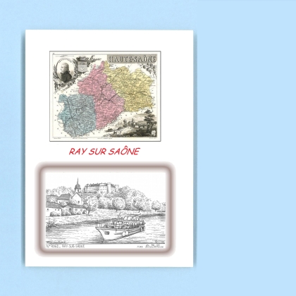 Cartes Postales impression Noir avec dpartement sur la ville de RAY SUR SAONE Titre : vue