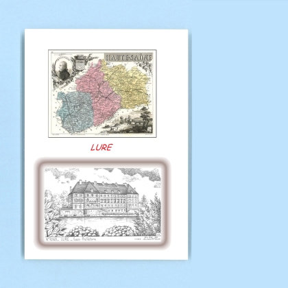 Cartes Postales impression Noir avec dpartement sur la ville de LURE Titre : sous prefecture