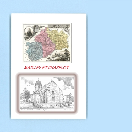 Cartes Postales impression Noir avec dpartement sur la ville de MAILLEY ET CHAZELOT Titre : eglise