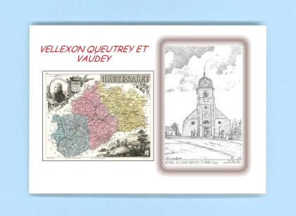 Cartes Postales impression Noir avec dpartement sur la ville de VELLEXON QUEUTREY ET VAUDEY Titre : eglise